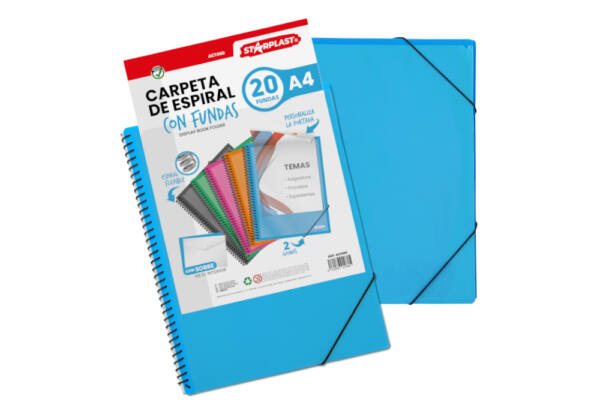 Carpeta 20 fundas con goma A4 portada personalizable sobre