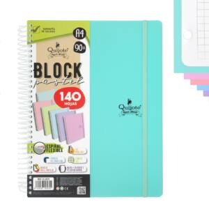 Cuaderno espiral flexible A4 140H 90g/m2 cuadros 5x5mm tapa plástico