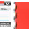 Cuaderno espiral Folio A4 80Hojas 90g/m2 líneas tapa dura