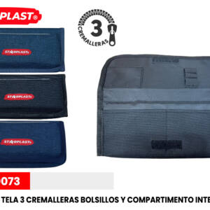 Estuche Tela Rectangular 2 Cremalleras Colores surtido