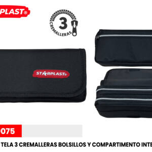 Estuche Tela Rectangular 3 Cremalleras Colores surtido