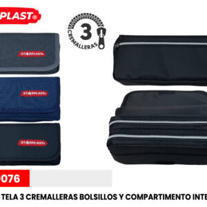 Estuche Tela Ovalado Semirrígido 2 Cremalleras