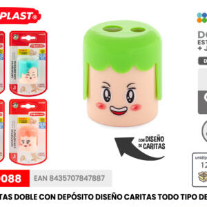 Sacapuntas Con Depósito Forma Caritas Todo Tipo Lápices Colores Surtidos