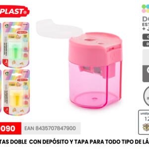 Sacapuntas Doble Con Depósito Tapa Plástico Colores Surtidos