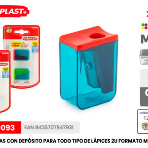 Set 2 Sacapuntas Mini Con Depósito Colores Surtidos