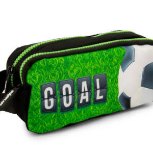 Estuche 2 Cremalleras Fútbol Verde Con Asa