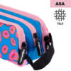 Estuche Rectangular Tela 3 Cremalleras Diseño Patrones Variados Con Asa - Imagen 2