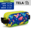 Estuche Rectangular Tela 3 Cremalleras Diseño Patrones Variados Con Asa - Imagen 3