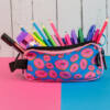 Estuche Rectangular Tela 3 Cremalleras Diseño Patrones Variados Con Asa - Imagen 5