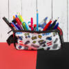 Estuche Rectangular Tela 3 Cremalleras Diseño Patrones Variados Con Asa - Imagen 6