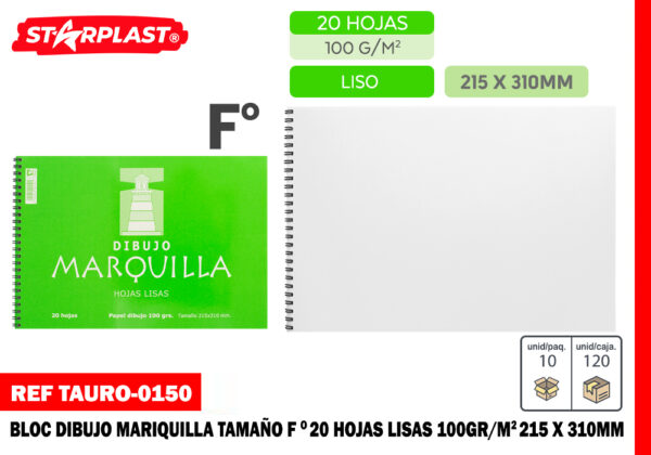 Bloc de dibujo Marquilla hoja lisa 215x310mm 95g/m2 20H