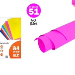 Cartulina A4 180g/m2 100U N51 rosa flúor