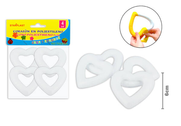 Corazones poliespan 6cm 4U