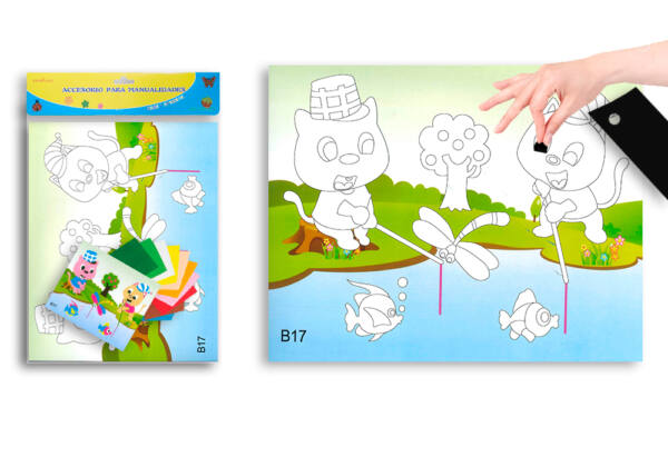 Puzzle goma eva gatitos pescando