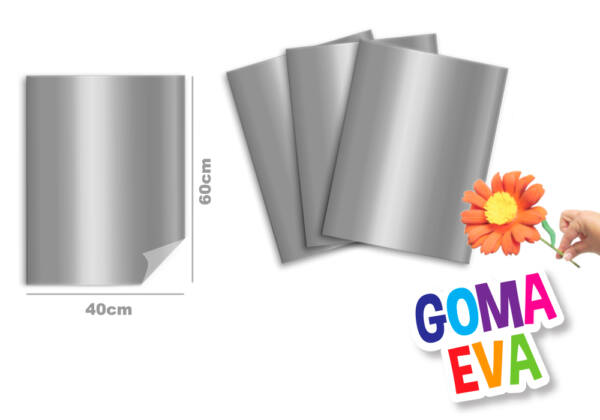 Goma eva metalizada 40x60cm 2mm N13 plata