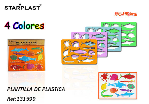 Plantilla para dibujar 270x185mm animales marinos