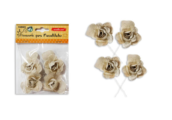 Flor de lino 45mm con alambre 4U
