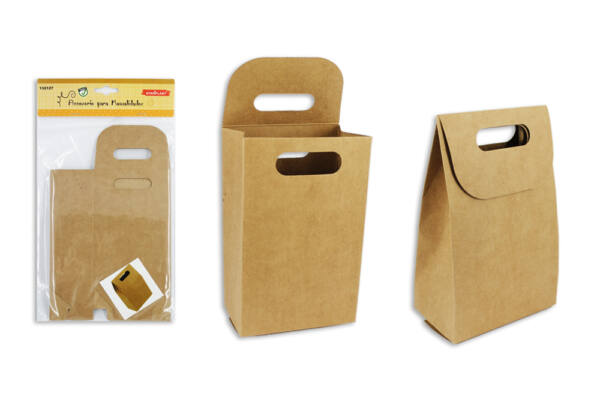 Caja cartón kraft forma caramelo 14cm 10U