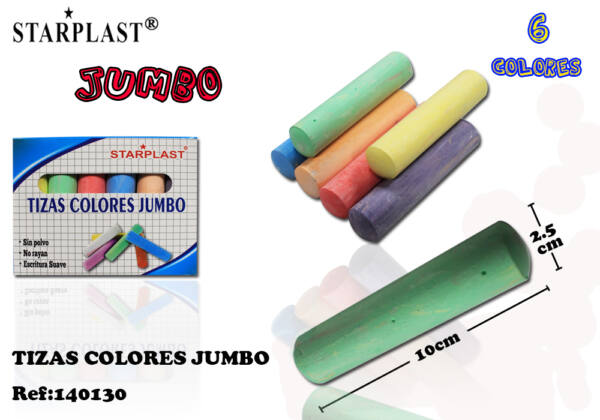 TIZAS COLORES JUMBO 6PCS