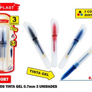 3 BOLIGRAFOS GEL AZUL, NEGRO, ROJO