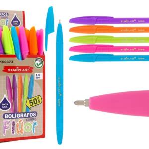 Bolígrafo cuerpo flúor tinta azul 1.0mm