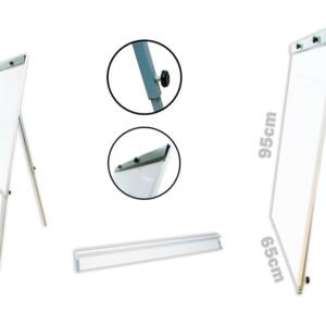 Pizarra blanca base con ruedas 70x100cm