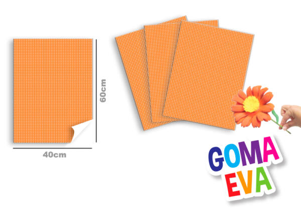 Goma eva 40x60cm 2mm diseño marrón cuadros blancos