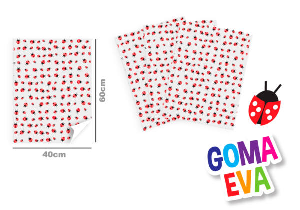 Goma eva 40x60cm 2mm diseño mariquitas