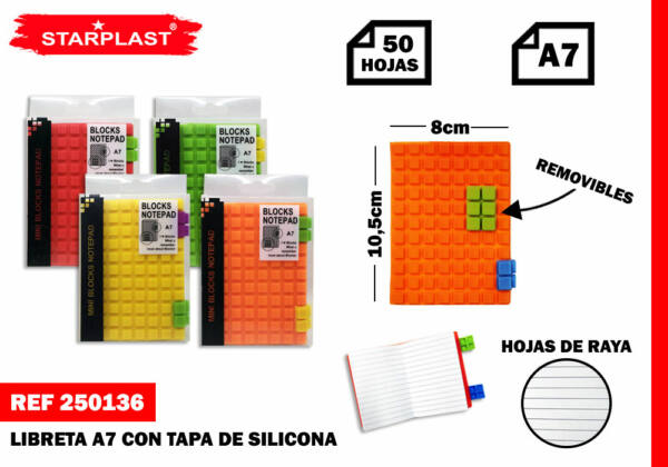 LIBRETAS A7 CON TAPA DE SILICONA