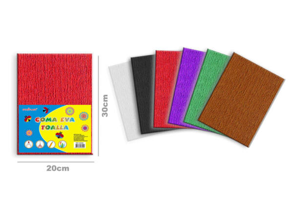 Goma eva textura toalla 20x30cm 2mm 6U color surtido