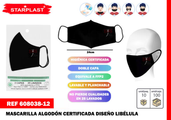 Mascarilla algodón libélula
