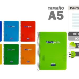 Cuaderno espiral A5 80H 90g/m2 pautado 2.5 tapa plástico