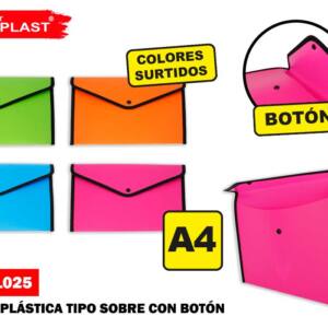 Carpeta de Sobre A4 34x24cm Cierre Botón Colores Surtido