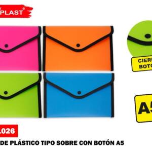 Carpeta de Sobre A5 26x18.5cm Cierre Botón Colores Surtido
