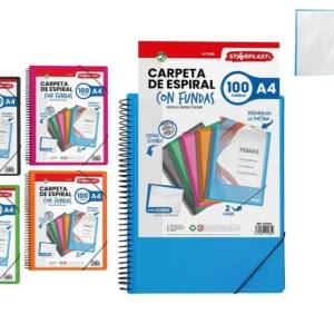 Carpeta espiral 100 fundas A4 portada personalizable  sobre