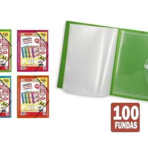 Carpeta 100 fundas con goma A4 portada personalizable  sobre