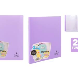 Carpeta con A4 20 fundas lila pastel