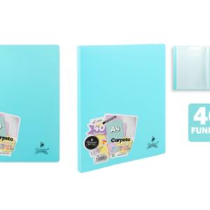 Carpeta con 40 fundas A4 azul pastel