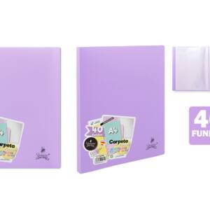 Carpeta con 40 fundas A4 lila pastel