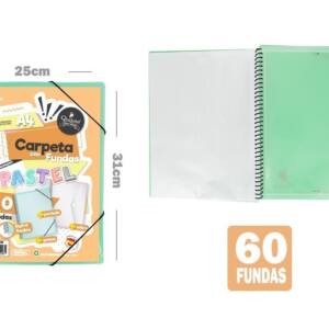 Carpeta espiral 60 fundas A4 portada intercambiable sobre verde pastel
