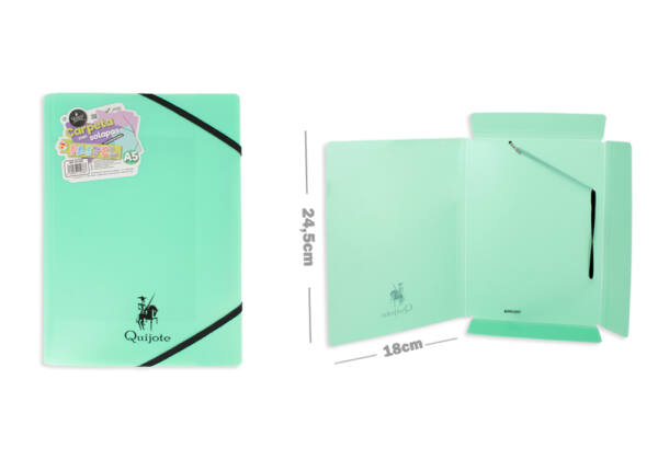 Carpeta solapas con goma A5 verde pastel