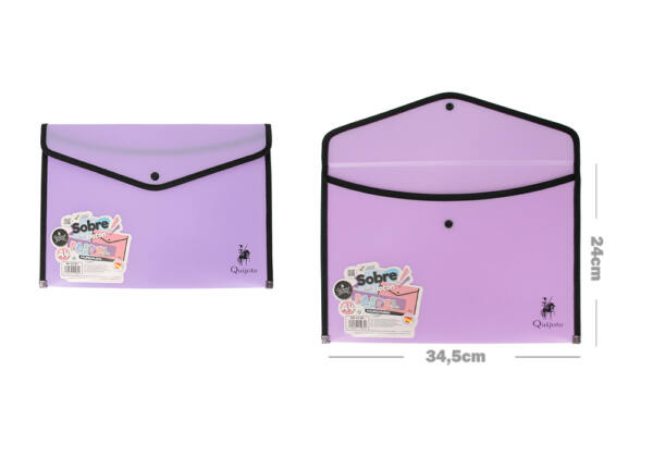 Sobre cierre botón A4 morado pastel
