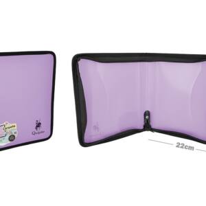 Carpeta cremallera 2 bolsillos A5 morado pastel
