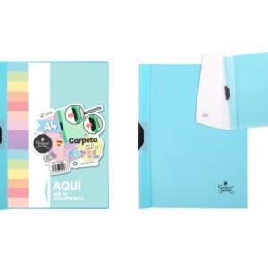 Carpeta con clip A4 azul pastel