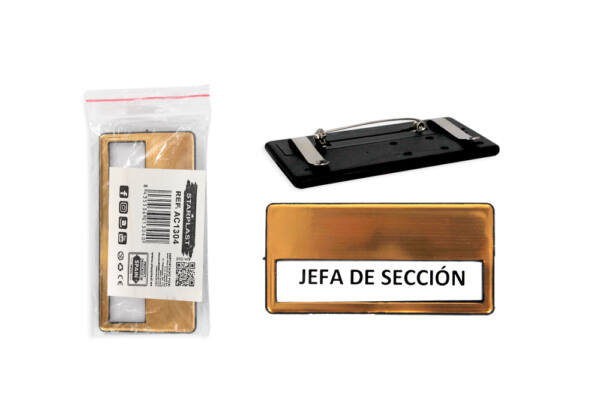 Placa identificadora con clip 68x32mm metalico