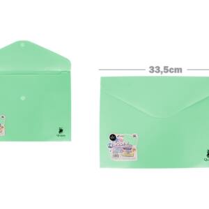 Sobre plástico A4 cierre Velcro® verde pastel