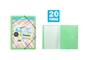 Carpeta de 20 fundas con sobre y portada personalizable verde pastel