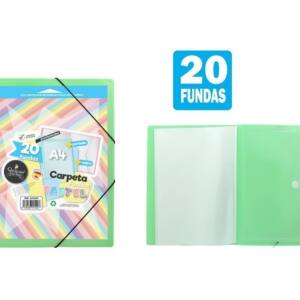 Carpeta de 20 fundas con sobre y portada personalizable verde pastel