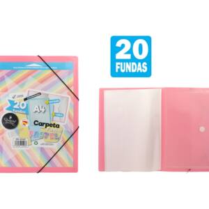 Carpeta de 20 fundas con sobre y portada personalizable rosa pastel