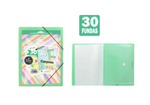 Carpeta de 30 fundas con sobre y portada personalizable verde pastel